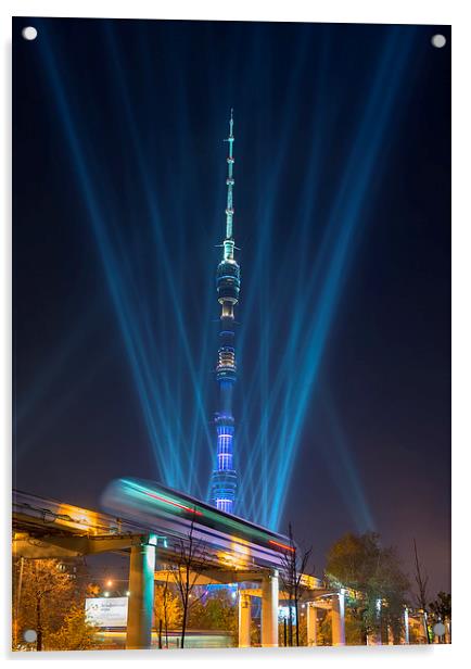  Festive illumination of Ostankino tower in Moscow Acrylic by Sergey Golotvin