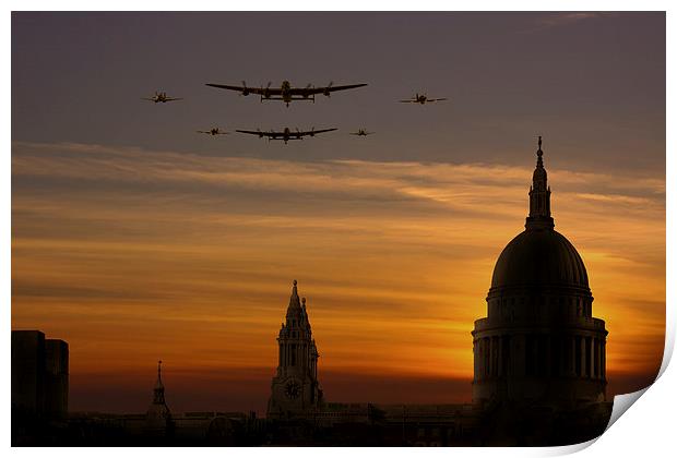 BBMF Sunset over St Pauls Print by Oxon Images