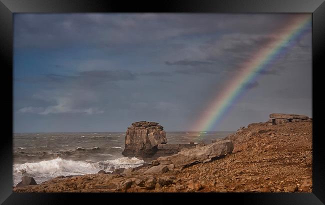  Pulpit Rock Rainbow. Framed Print by Mark Godden