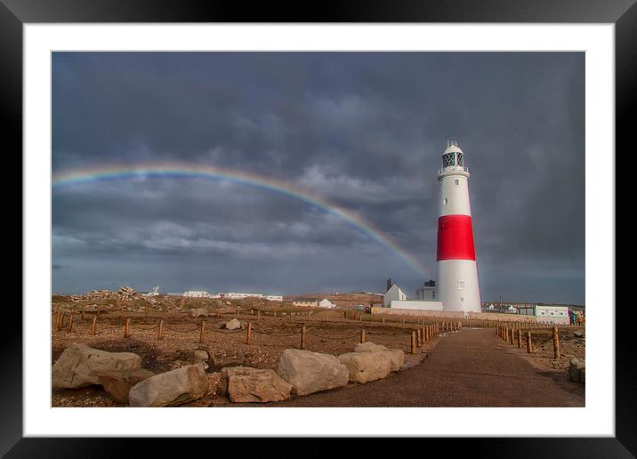  Lighthouse Rainbow Framed Mounted Print by Mark Godden