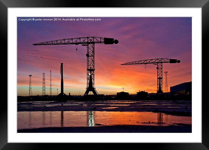  Belfast Docks Sunrise Framed Mounted Print by Peter Lennon