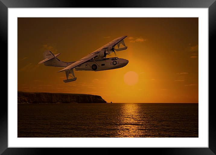  PBY Catalina sunset Framed Mounted Print by Oxon Images