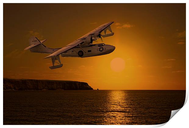  PBY Catalina sunset Print by Oxon Images