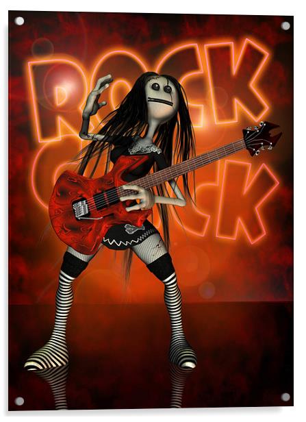  Rag Doll Rocker - Rock Chick Acrylic by Tanya Hall