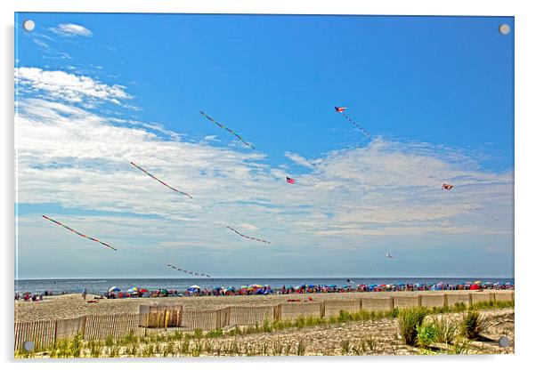  Kites Flying Over The Sand Acrylic by Tom and Dawn Gari