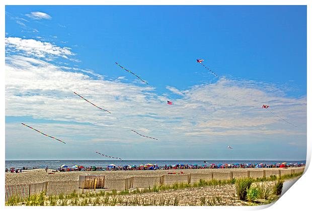  Kites Flying Over The Sand Print by Tom and Dawn Gari