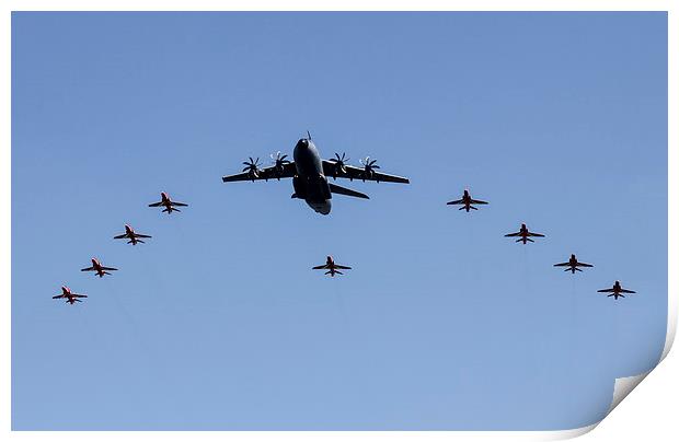 A400M with Red Arrows  Print by J Biggadike