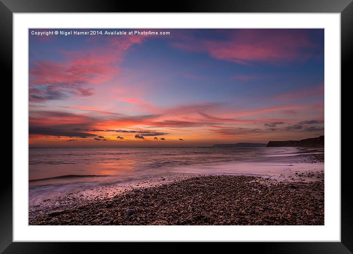 Brook Beach Sunset Framed Mounted Print by Wight Landscapes