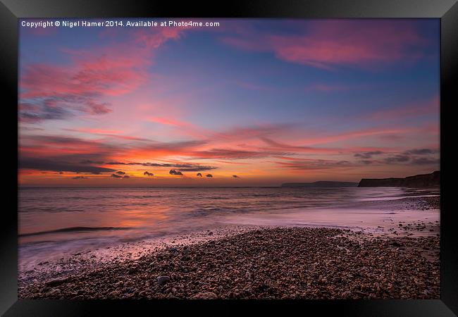 Brook Beach Sunset Framed Print by Wight Landscapes