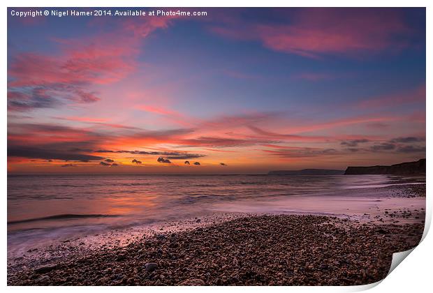 Brook Beach Sunset Print by Wight Landscapes