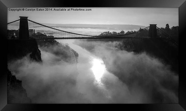  Clifton Suspension Bridge in the Fog Framed Print by Carolyn Eaton