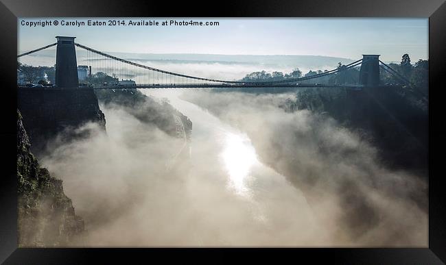  Clifton Suspension Bridge, Bristol in Fog Framed Print by Carolyn Eaton