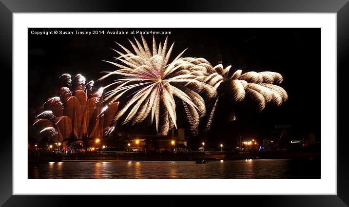Firework explosions Framed Mounted Print by Susan Tinsley