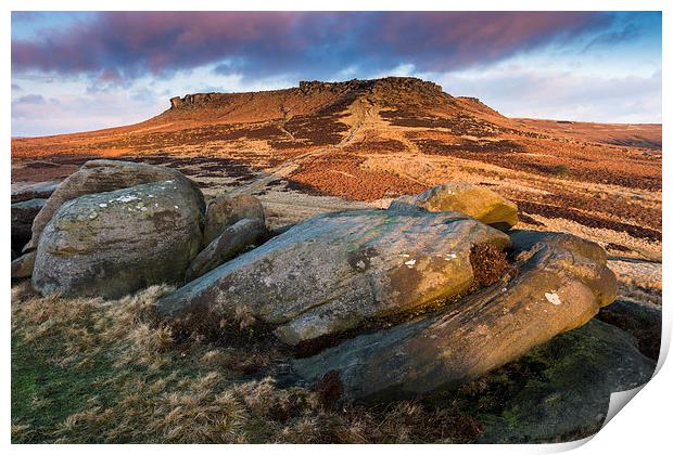  Carl Wark to Higger Tor Print by James Grant