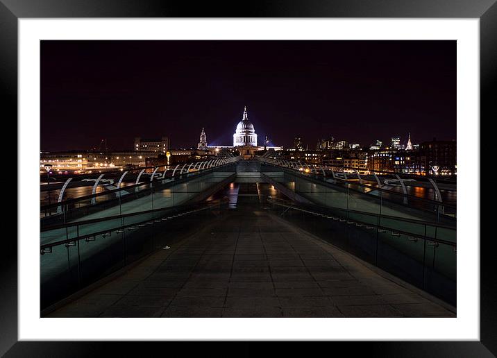 Millenium Bridge to St Pauls Cathedral Framed Mounted Print by James Grant