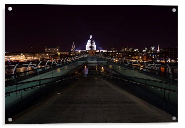  Millenium Bridge to St Pauls Cathedral Acrylic by James Grant