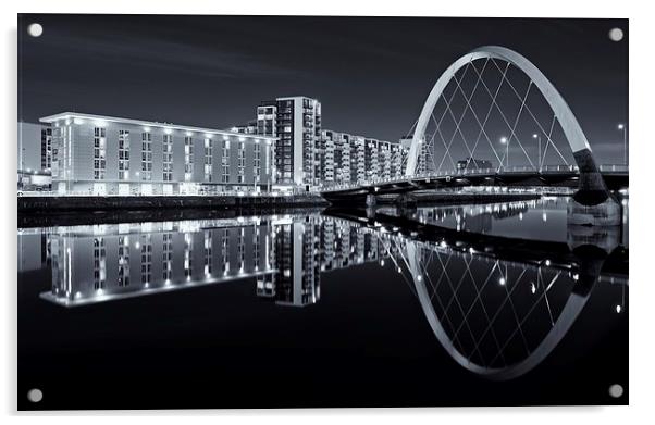  Glasgow's Clyde Arc at night Acrylic by Stephen Taylor