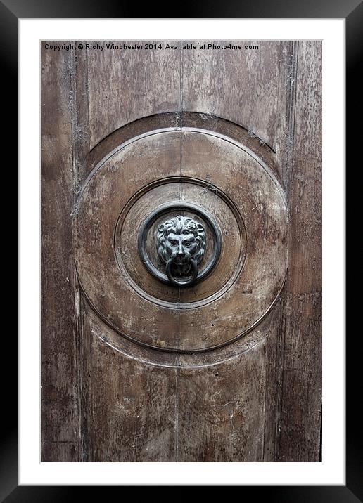  Lion Door Knocker in Limone Framed Mounted Print by Richy Winchester