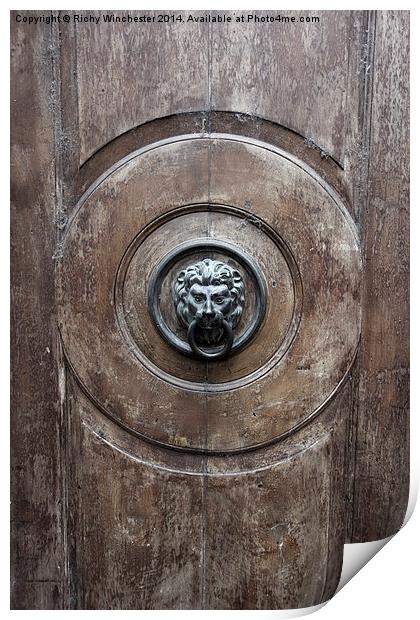 Lion Door Knocker in Limone Print by Richy Winchester