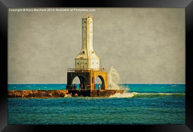  The Lighthouse Before the Storm Framed Print by Mary Machare