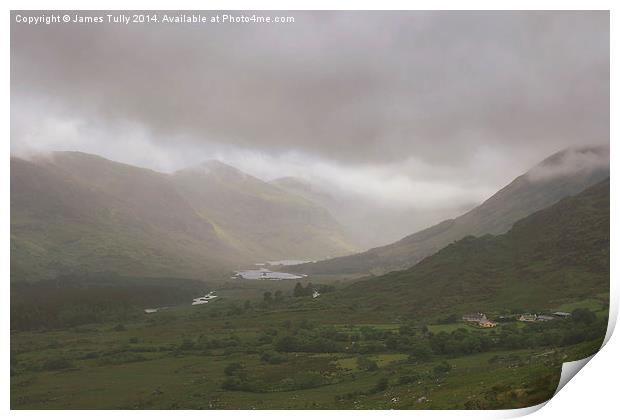  Heavy clouds sit within an Irish valley Print by James Tully
