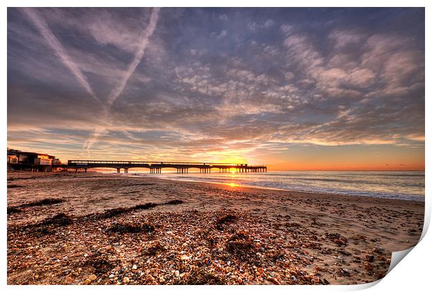  Golden Light on the Pier Print by Jennie Franklin