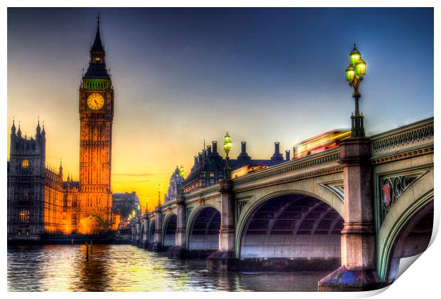 Westminster Bridge and Big Ben Print by David Pyatt