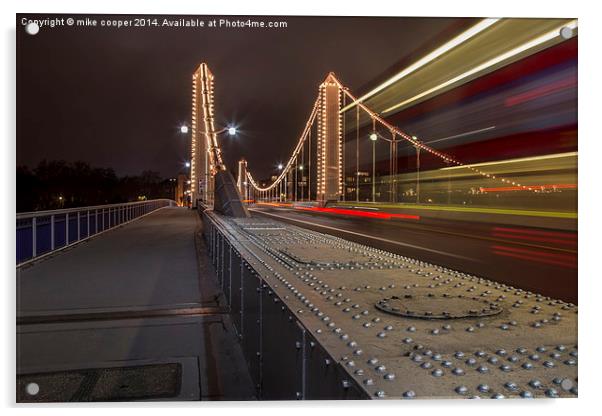  streaking over Chelsea bridge Acrylic by mike cooper