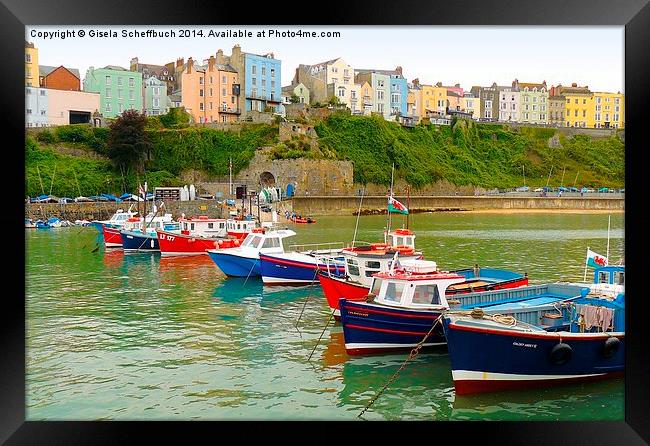  Tenby Harbour Framed Print by Gisela Scheffbuch