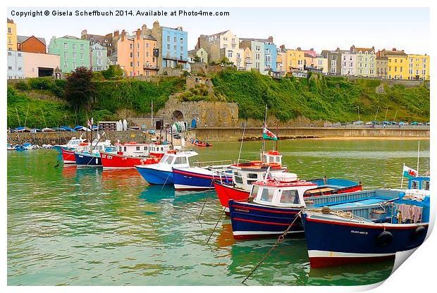  Tenby Harbour Print by Gisela Scheffbuch