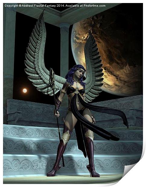  Fantasy Winged Female Warrior Print by Abstract  Fractal Fantasy