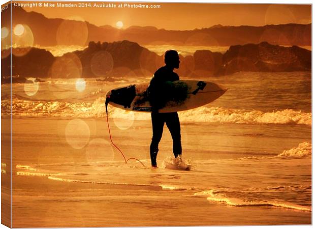 The Early Surfer Gets The Wave  Canvas Print by Mike Marsden