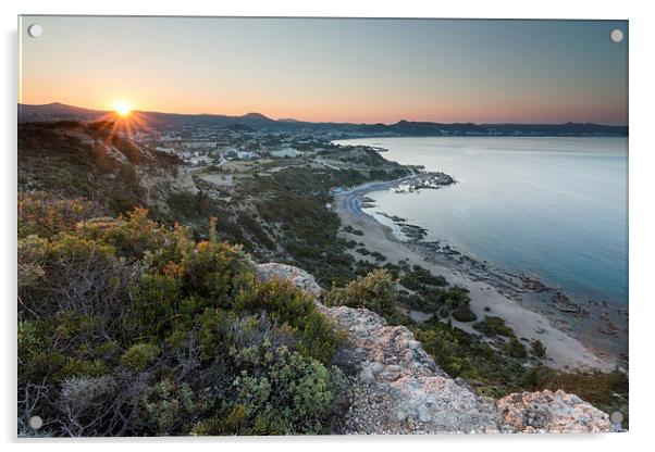  Faliraki Cliff Sunset Acrylic by James Grant