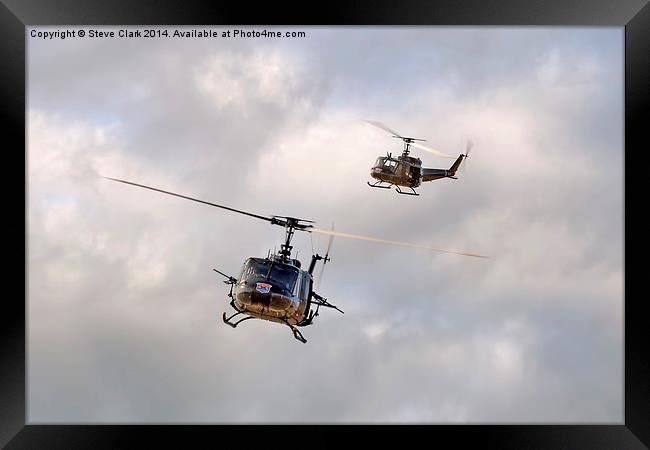  Bell UH-1 Iroquois Helicopters (A Pair of Hueys) Framed Print by Steve H Clark