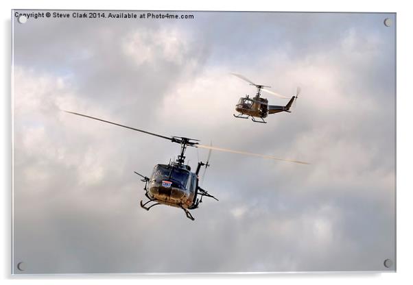  Bell UH-1 Iroquois Helicopters (A Pair of Hueys) Acrylic by Steve H Clark