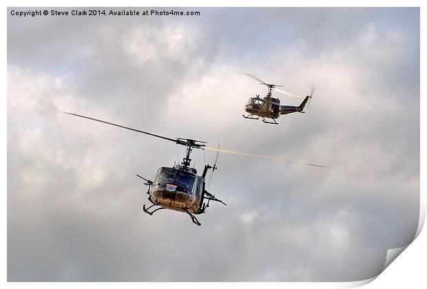  Bell UH-1 Iroquois Helicopters (A Pair of Hueys) Print by Steve H Clark