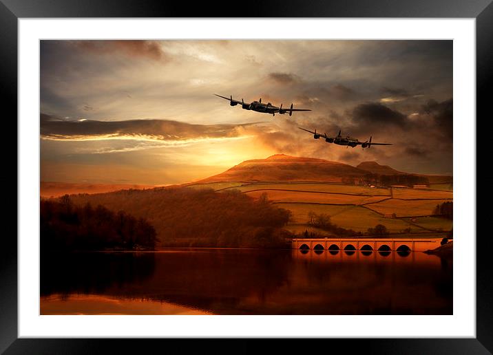 Lancaster Bombers Ladybower Framed Mounted Print by J Biggadike