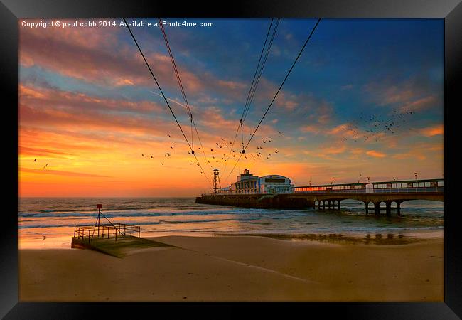  Sunrise at the pier. Framed Print by paul cobb