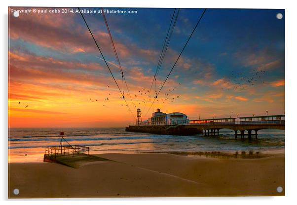  Sunrise at the pier. Acrylic by paul cobb