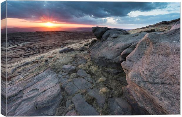  Lower Shelf Stones, Bleaklow Sunset Canvas Print by James Grant