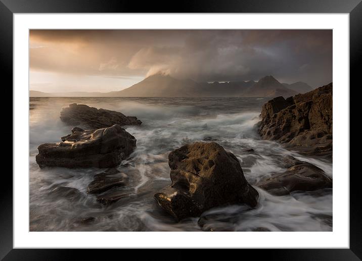  Skye, storms, sunset and sea (at Elgol) Framed Mounted Print by James Grant