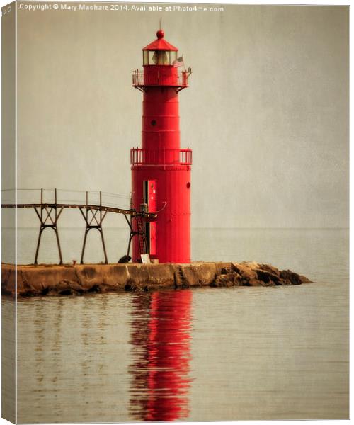 The Red Lighthouse, Algoma Canvas Print by Mary Machare