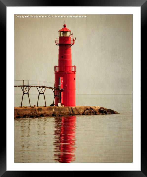 The Red Lighthouse, Algoma Framed Mounted Print by Mary Machare
