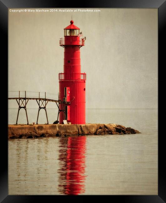 The Red Lighthouse, Algoma Framed Print by Mary Machare