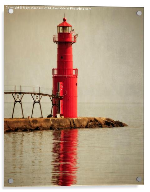 The Red Lighthouse, Algoma Acrylic by Mary Machare