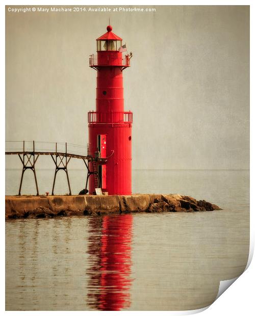The Red Lighthouse, Algoma Print by Mary Machare