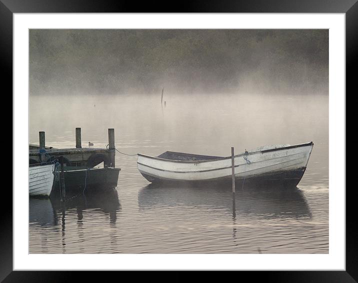 Boat in a mist Framed Mounted Print by Stephen Mole