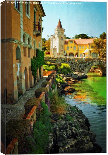 Walkway along the River - Cascais Canvas Print by Mary Machare