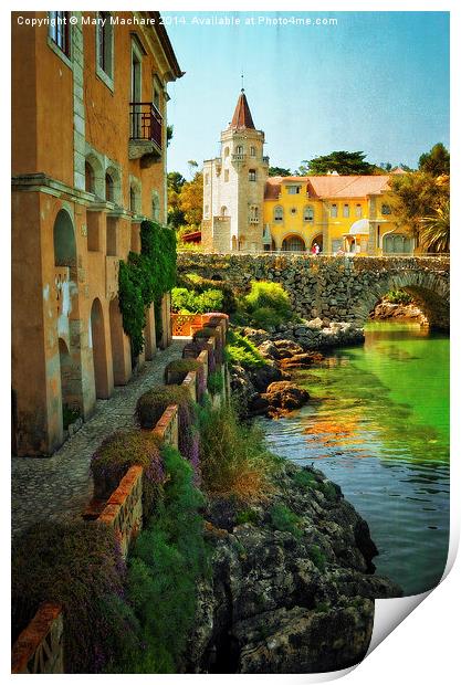 Walkway along the River - Cascais Print by Mary Machare
