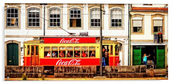 Street Scene With Red Tram - Porto Acrylic by Mary Machare